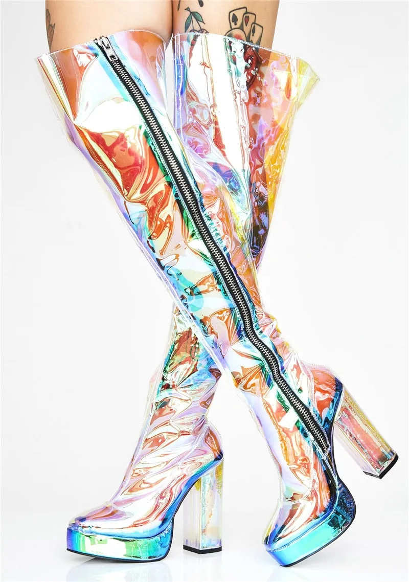 Translucent PVC High Heel Boots