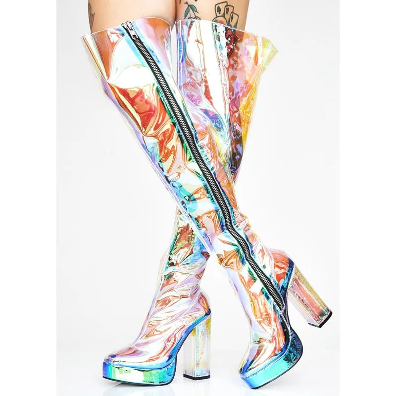Translucent PVC High Heel Boots
