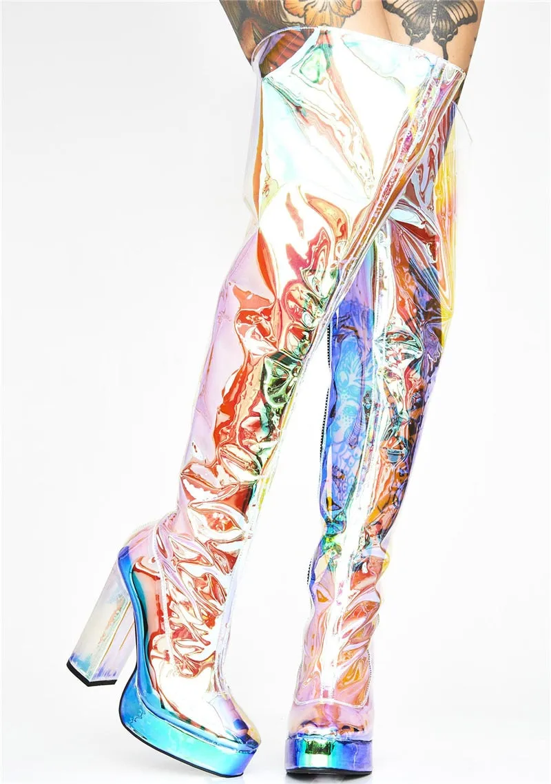 Translucent PVC High Heel Boots