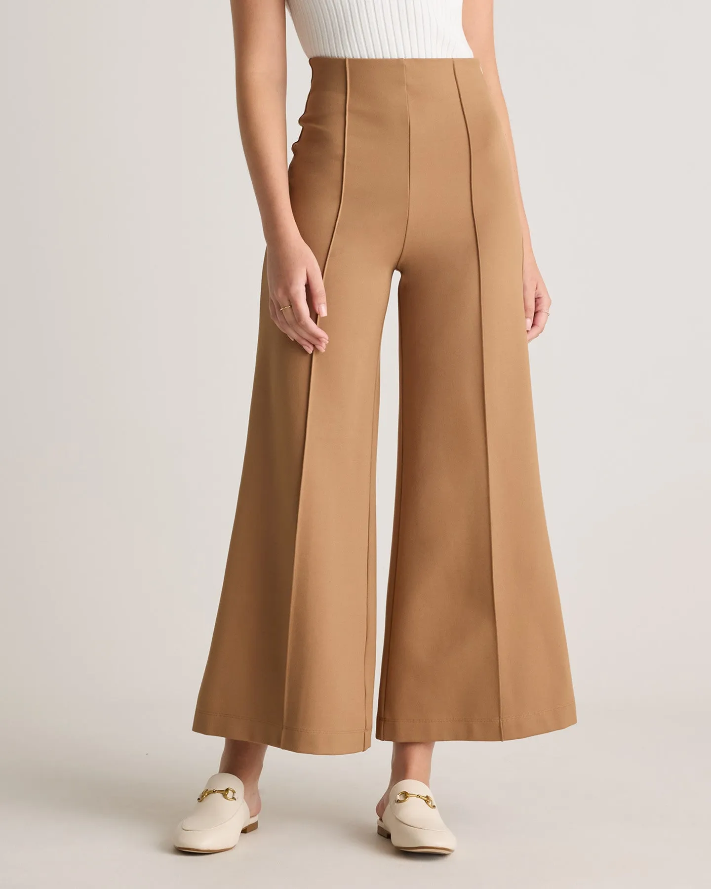 Ultra-Stretch Ponte Super Wide Leg Ankle Pants