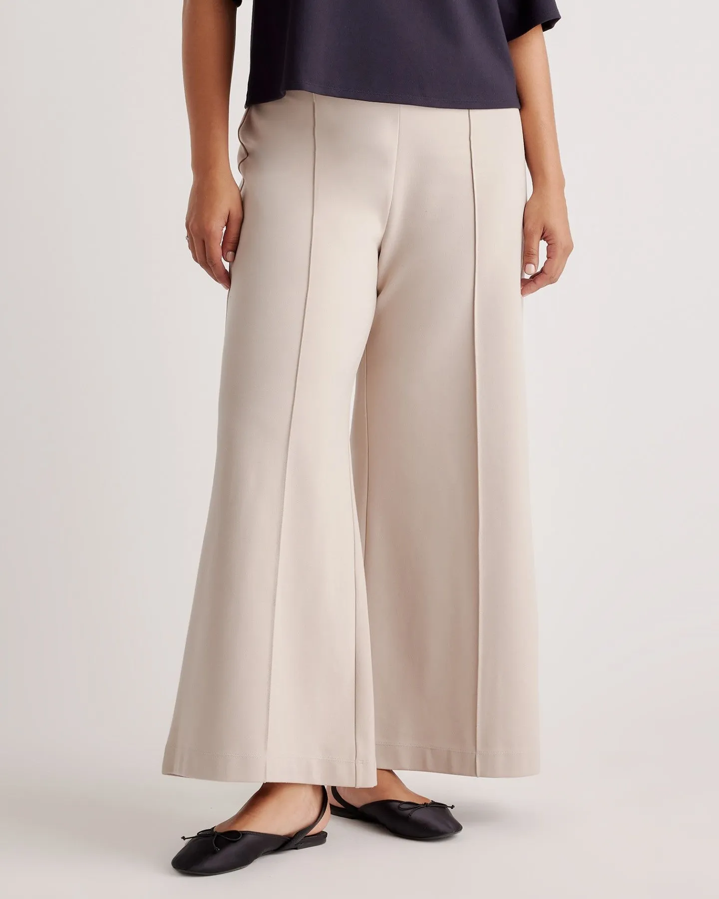Ultra-Stretch Ponte Super Wide Leg Ankle Pants