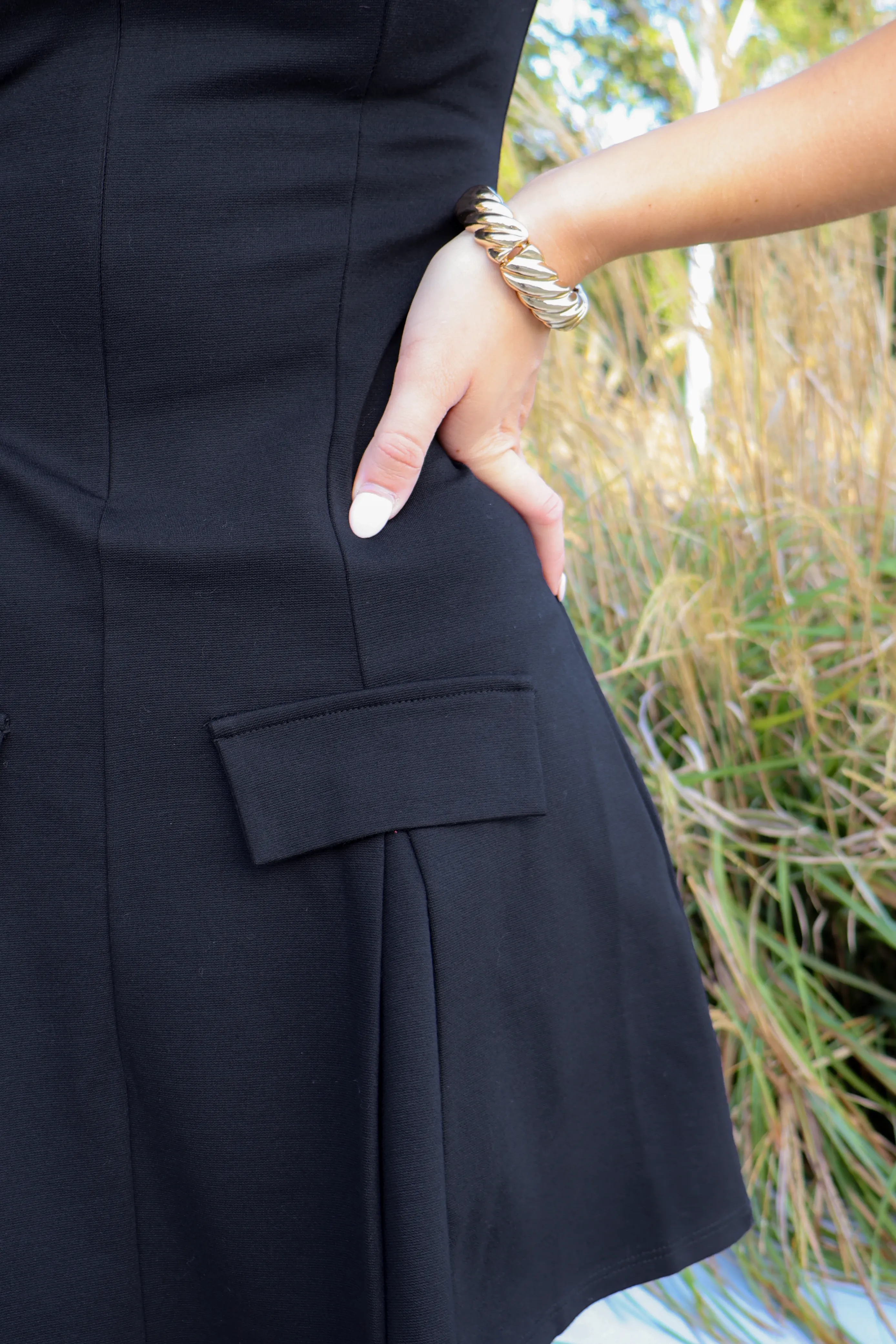 Walking City Streets Pleated Dress