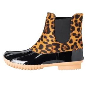 Women Waterproof Saltwater Rain Cheetah Duck Boot